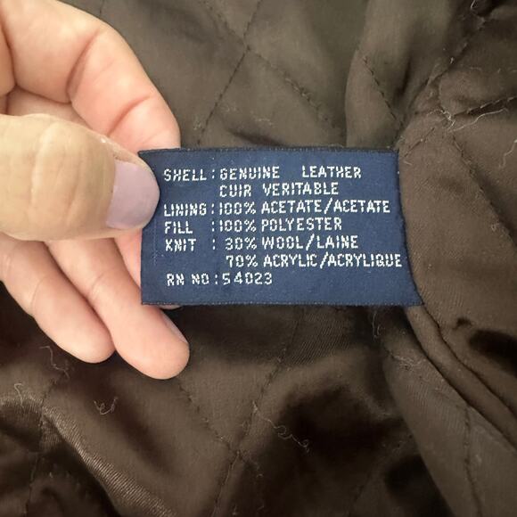 Vintage Gap leather bomber jacket size large brown 90's classic Y2k zip snap - Picture 10 of 11